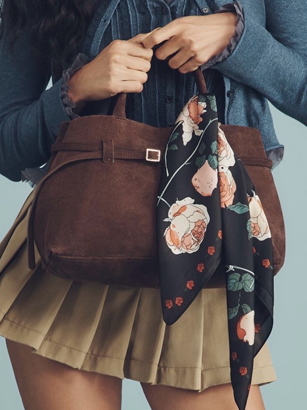 Anthropologie Faux Suede Doctor Bag in Chocolate. Brand new!
